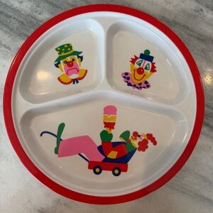 Vintage Clown Divided Kid’s Plate Melamine Small Fry Originals